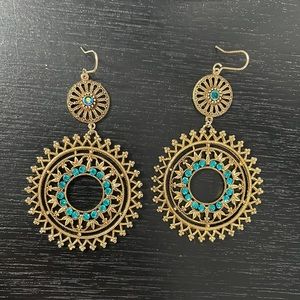 Gold Turquoise Dangling Earrings